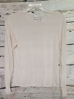 Under Silk 100% Silk Long Sleeve Base Layer Top Ivory Women's M